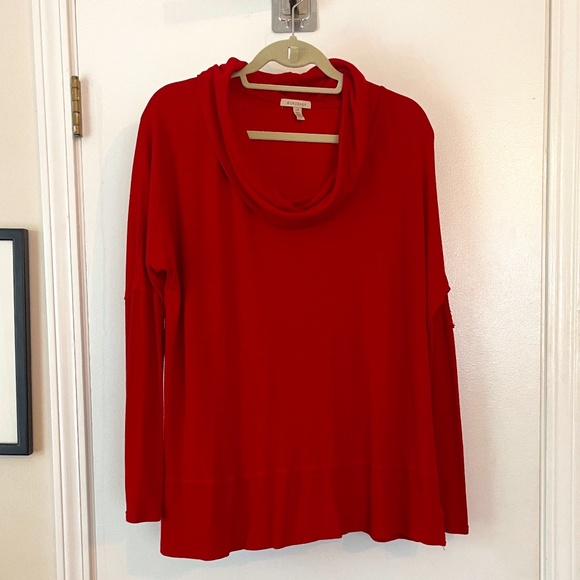 Bordeaux Anthropologie Red Cowl Neck Knit Tunic Top Large - Picture 1 of 9